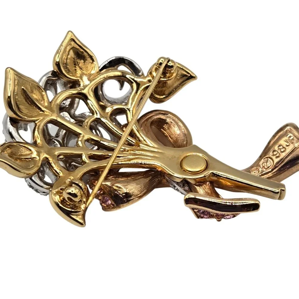 Swarovski Crystal Brooch Flower Bouquet Pink Cancer Awareness Compassion 98 Sign - Picture 8 of 13